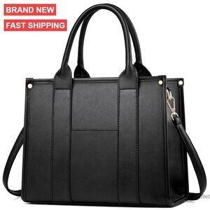 PU Leather Tote Bag with Crossbody Strap, 11.8x9.8x5.2 Inches, Zipper Closure